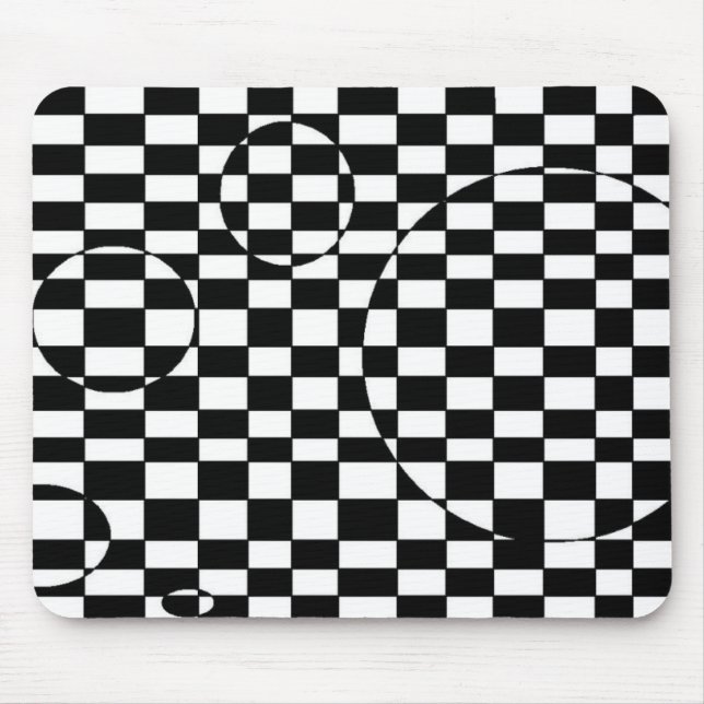 Black & White checkered 3d illusion Mouse Pad (Front)