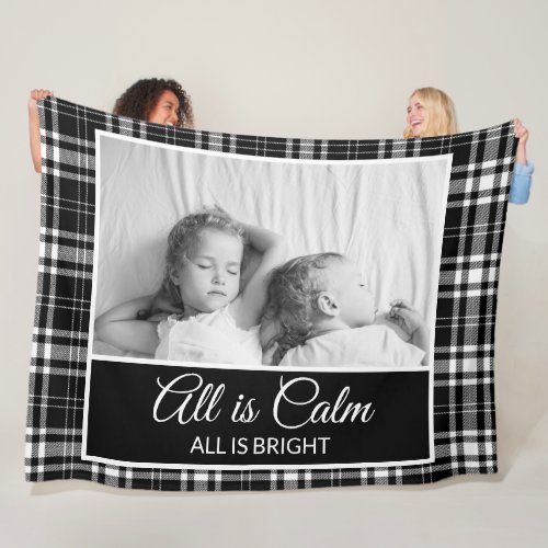 Black White Checkered All Calm Bright Photo  Fleece Blanket