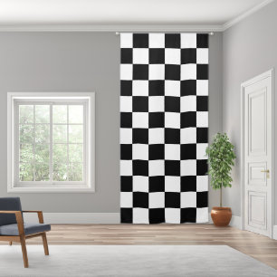 Black White Checkered Blackout Curtain 50" x 108"
