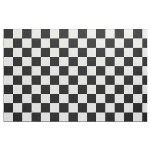 Black White Checkered Block Pattern Fabric