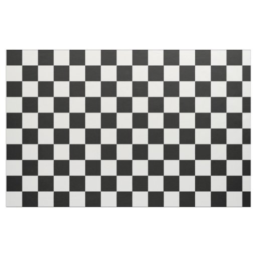 Black White Checkered Block Pattern Fabric