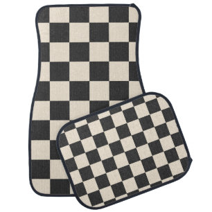 Black White Checkered Car Floor Mat
