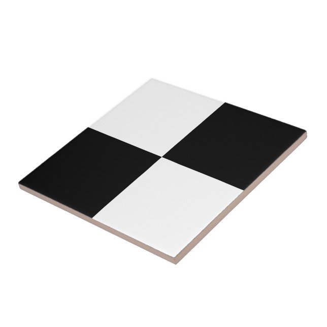 Black White Checkered Ceramic Tile (Side)