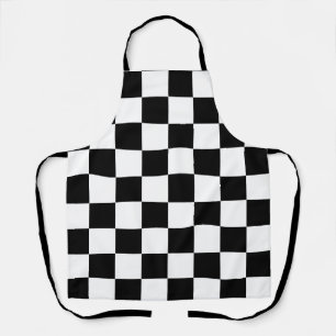 Black White Checkered Check Pattern Apron