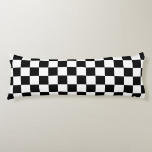 Black White Checkered Check Pattern Body Pillow