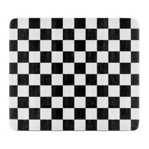 Black White Checkered Check Pattern Cutting Board