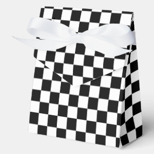 Black White Checkered Check Pattern Favor Boxes