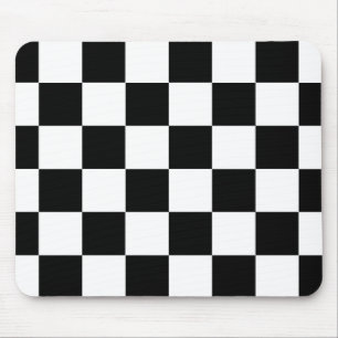 Black White Checkered Check Pattern Mouse Pad