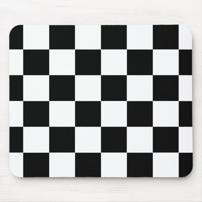 Black White Checkered Check Pattern Mouse Pad (Front)