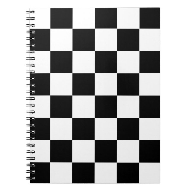 Black White Checkered Check Pattern Notebook (Front)