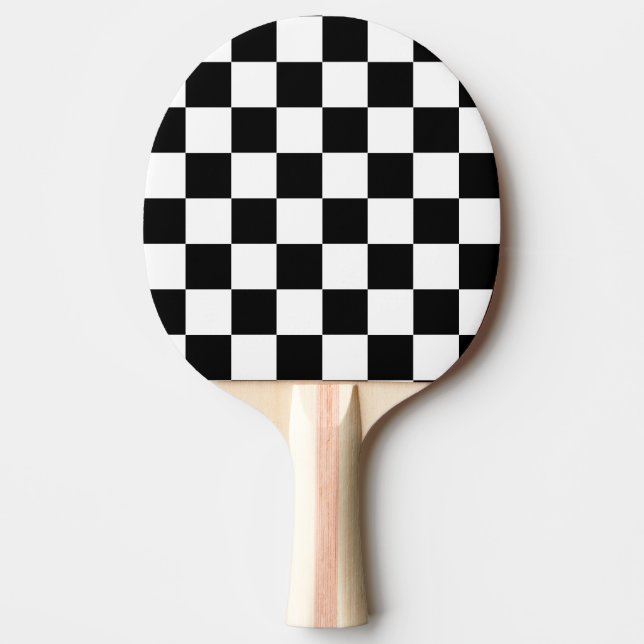 Black White Checkered Check Pattern Ping Pong Paddle (Front)