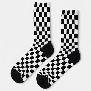 Black White Checkered Check Pattern Socks