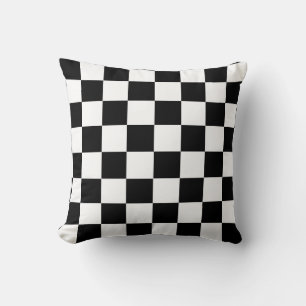 Black White Checkered Check Pattern Throw Pillow