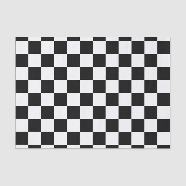 Black White Checkered Check Pattern Tissue Paper (Front)