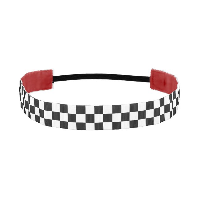 Black White Checkered Checkerboard Athletic Headband (Front)