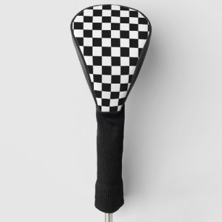 Black White Checkered Checkerboard Golf Head Cover