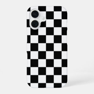 Black White Checkered Checkerboard iPhone 16 Case