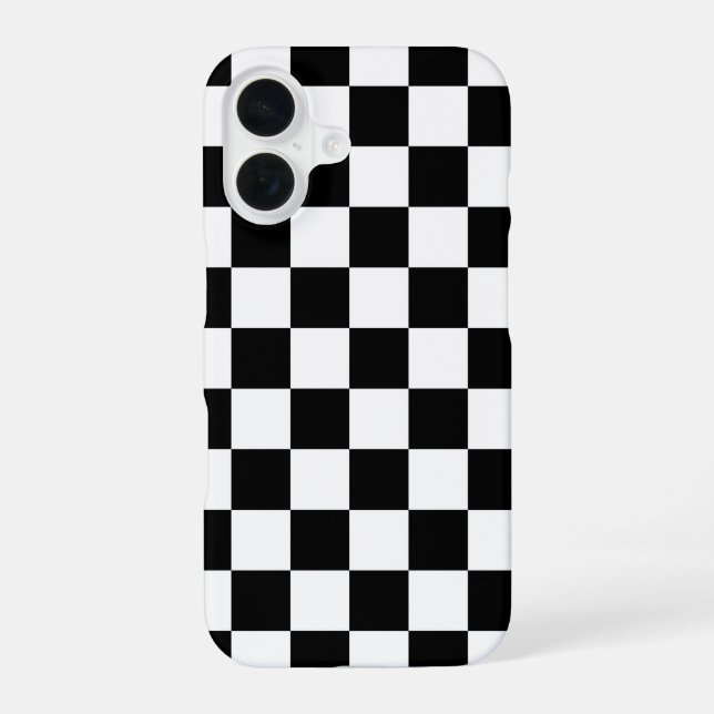 Black White Checkered Checkerboard iPhone Case (Back)