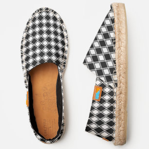 Black White Checkered Chic Pattern Espadrilles