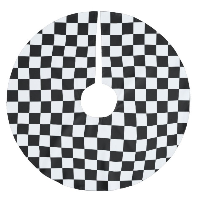 Black & White Checkered - Christmas Tree Skirt (Front)