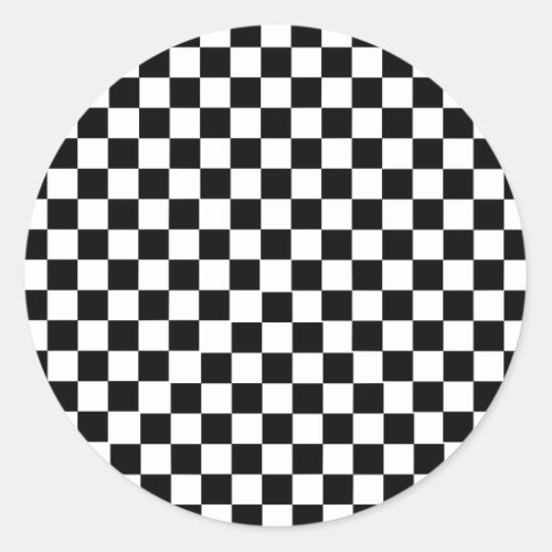 Black White Checkered Classic Round Sticker