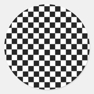 Black White Checkered Classic Round Sticker