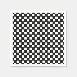 Black, white checkered coctail napkin