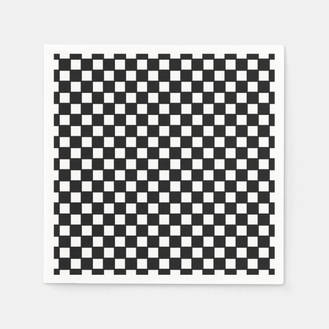 Black, white checkered coctail napkin (Front)