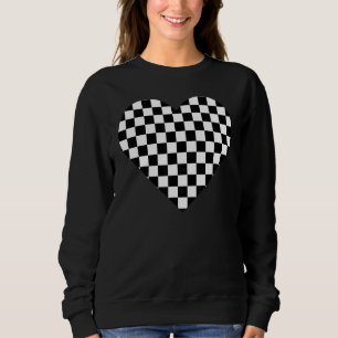 Black White Checkered  Cute Chess Game Women Men Sweatshirt