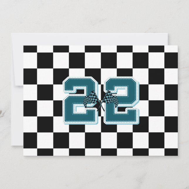 Black & white checkered, flag invitation (Front)