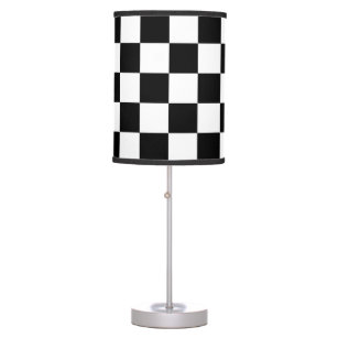 BLACK WHITE CHECKERED FLAG TABLE LAMP