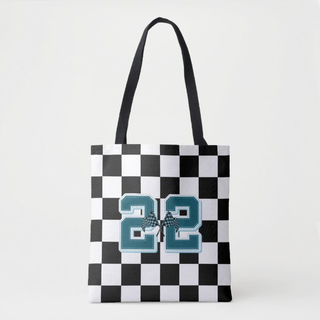 Black & white checkered, flags tote bag (Front)