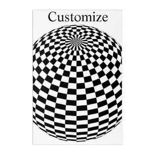 Black/White Checkered Globe Thunder_Cove Acrylic Print