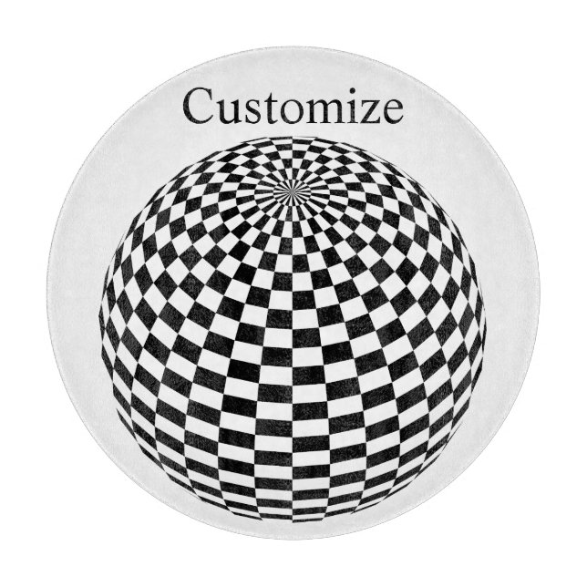 Black/White Checkered Globe Thunder_Cove Cutting Board (Front)