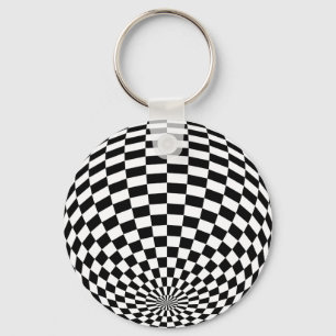 Black/White Checkered Globe Thunder_Cove Keychain