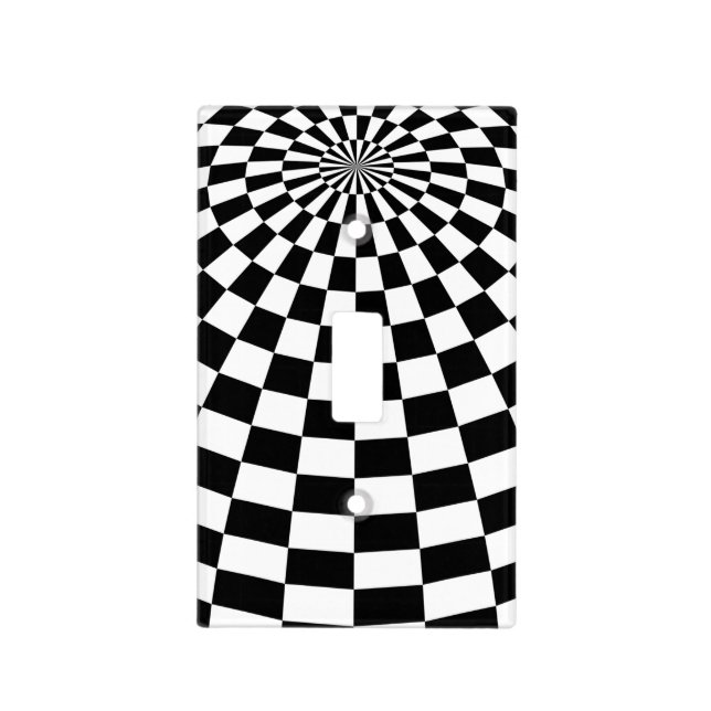Black/White Checkered Globe Thunder_Cove Light Switch Cover (Front)
