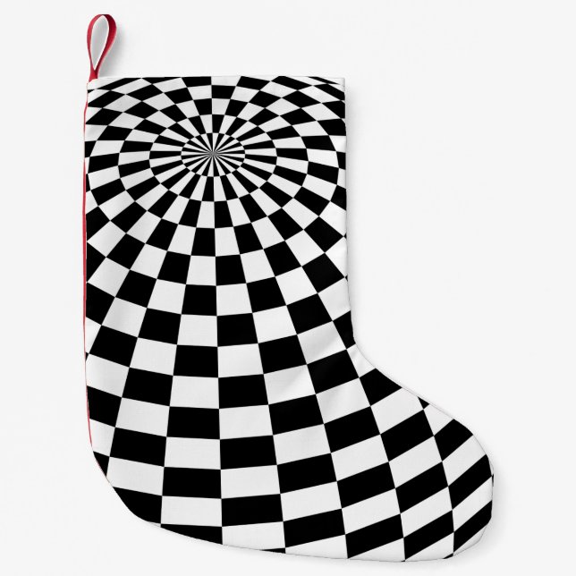 Black/White Checkered Globe Thunder_Cove Small Christmas Stocking (Front)