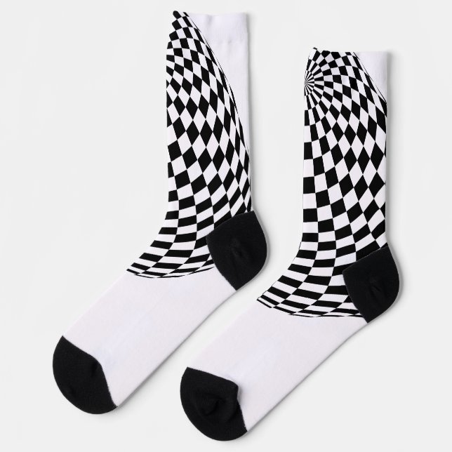 Black/White Checkered Globes Thunder_Cove Socks (Left)