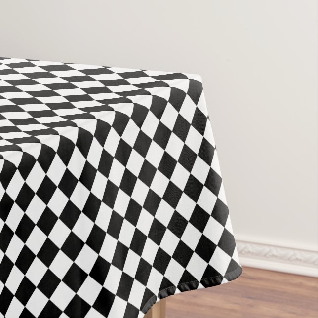 Black White Checkered Modern Pattern Home Decor Tablecloth (In Situ)