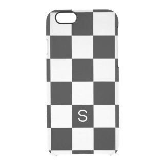 Black White Checkered Monogram Clear iPhone 6/6S Case