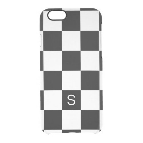 Black White Checkered Monogram Clear iPhone 66S Case