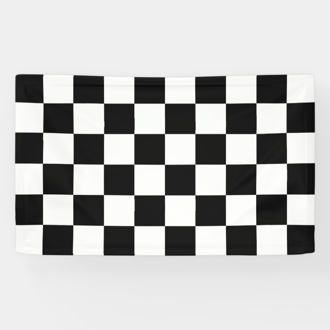 Black & White Checkered Pattern Banner (Horizontal)