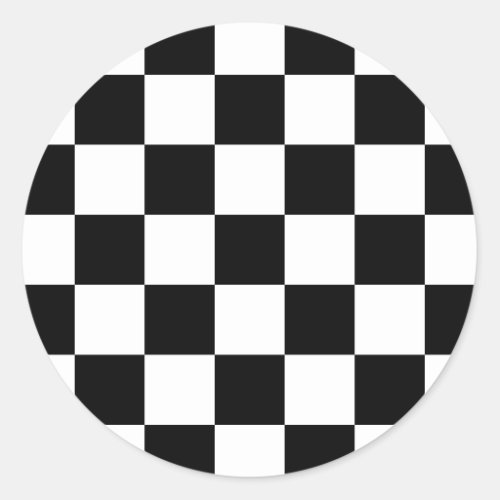 Black  White Checkered Pattern Classic Round Sticker