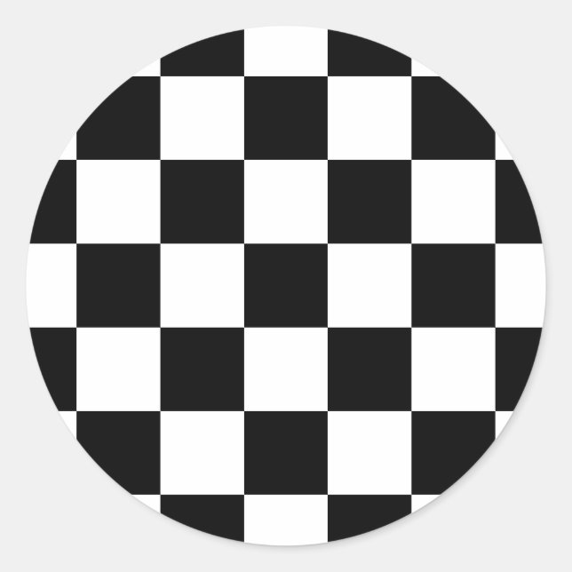 Black & White Checkered Pattern Classic Round Sticker (Front)