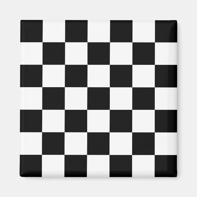 Black & White Checkered Pattern Magnet (Front)