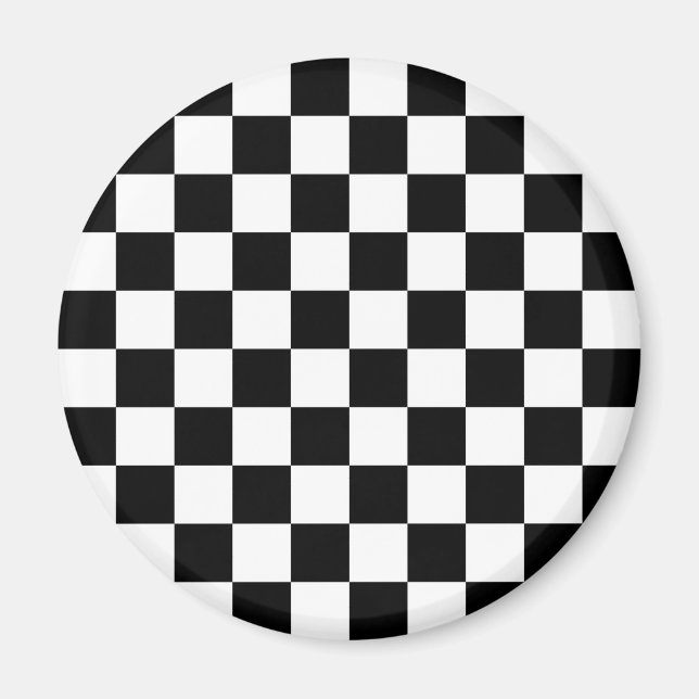 Black & White Checkered Pattern Magnet (Front)