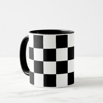 Black & White Checkered Pattern Mug by CoolSenseIdea at Zazzle