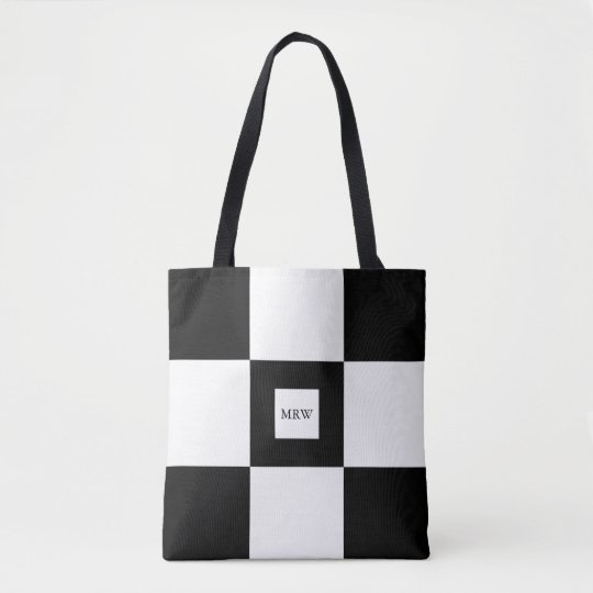 black and white checkered bag