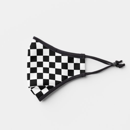 Black White Checkered Pattern Premium Face Mask (Left)