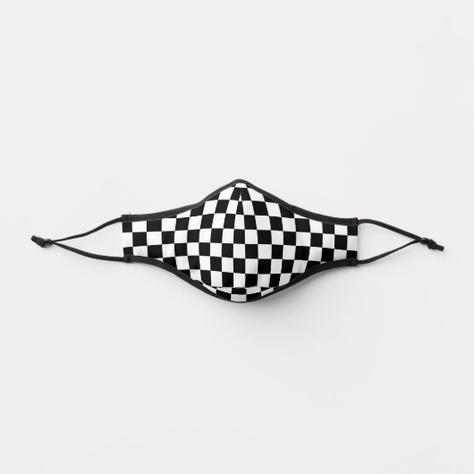 Black White Checkered Pattern Premium Face Mask (Front)